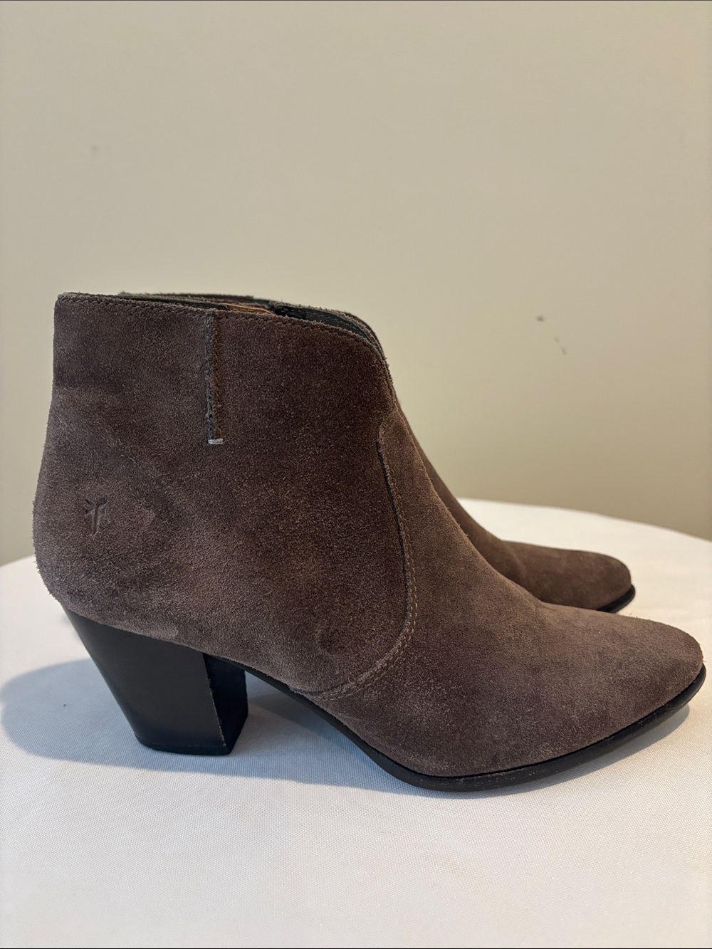 Frye Women's Suede Ankle Boot in Taupe Brown - Classic Everyday Style 9
